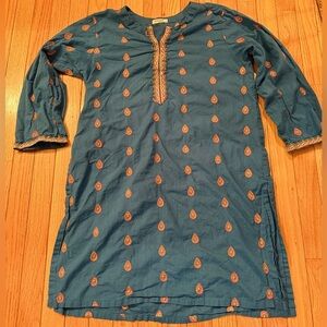 Embroidered Teal Top with Vibrant Accents Indian Asian Inspired